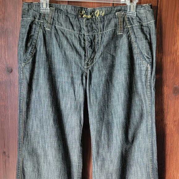 Vintage Anthropologie Level 99 Women 28 Low Rise Flare Jeans Wide Hem Distressed - Picture 2 of 13